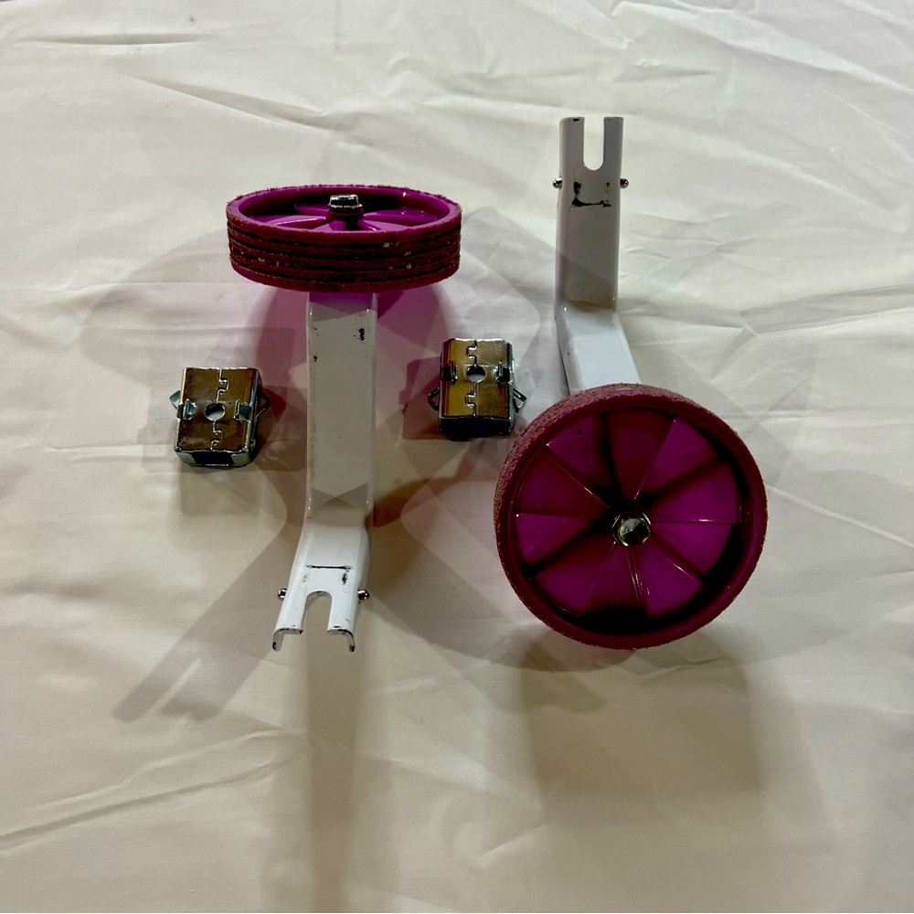 Girls 16 Inch Purple/White Adjustable Bicycle Training Wheels Used